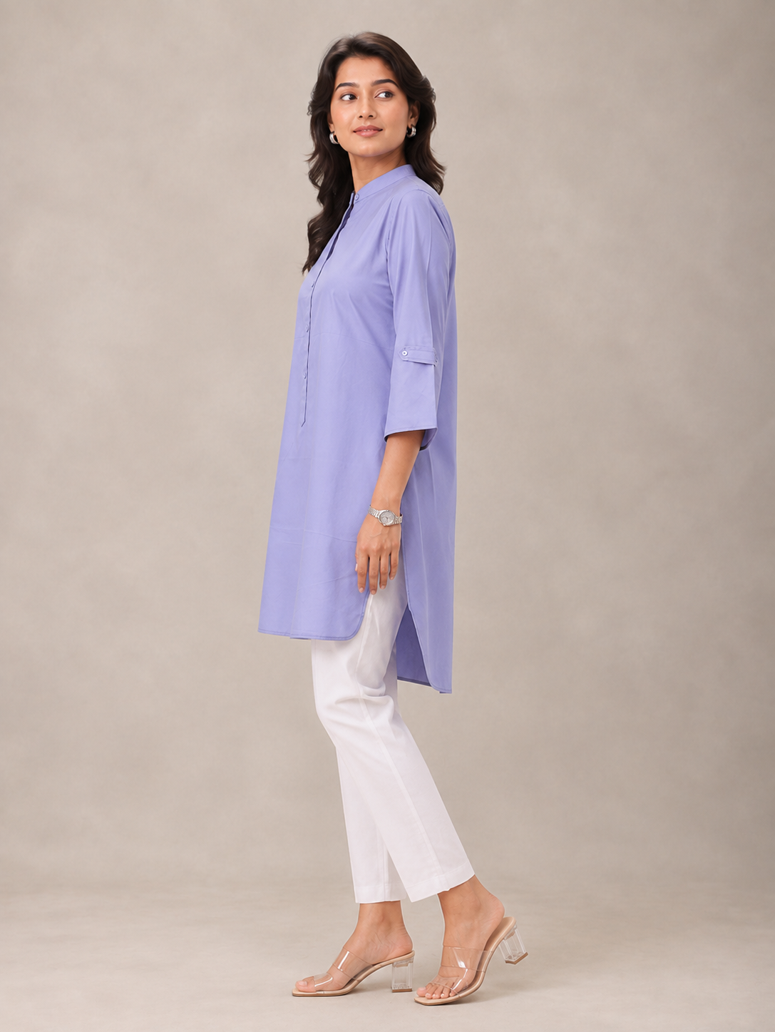 Solid Light Blue High-Low Tunic