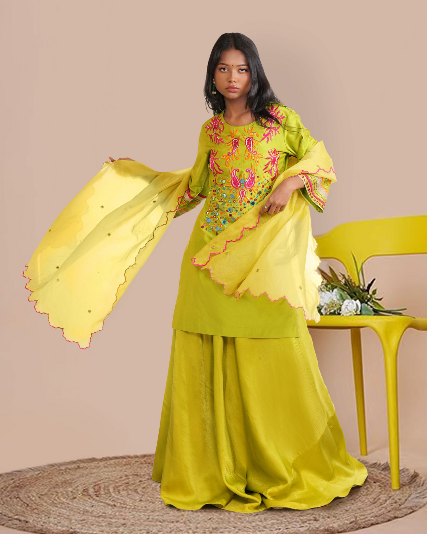 Mirror Work Pure Silk Suit