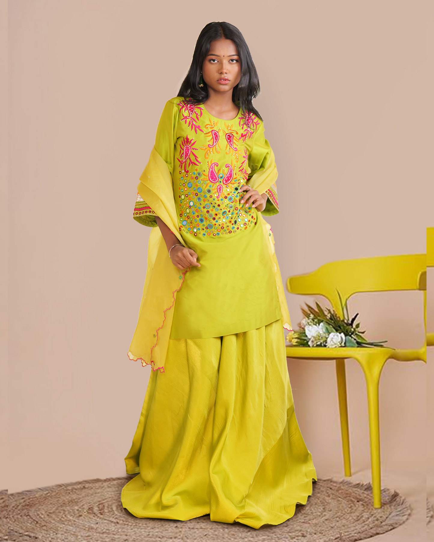Mirror Work Pure Silk Suit