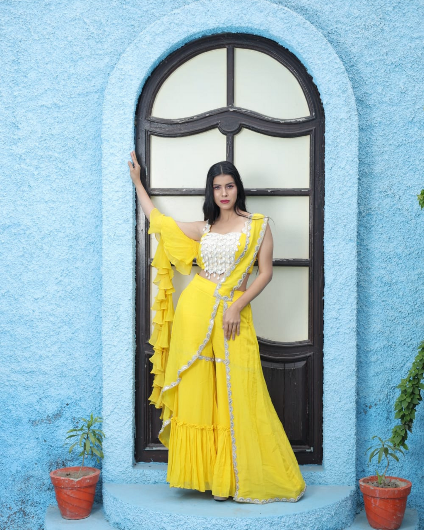 DRAPE dress for haldi function