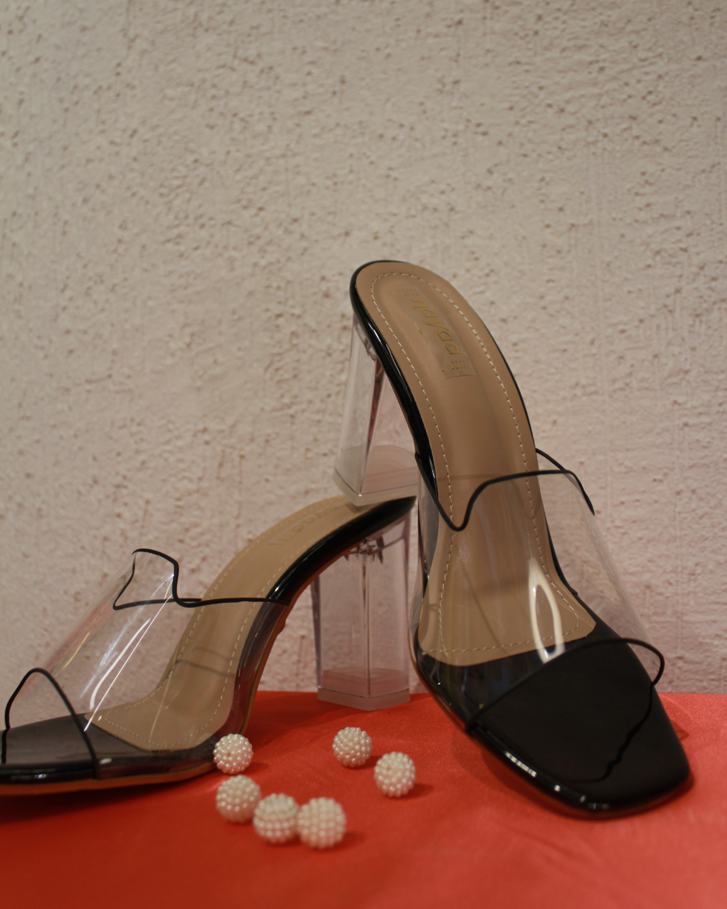 Transy & Black Block Heels