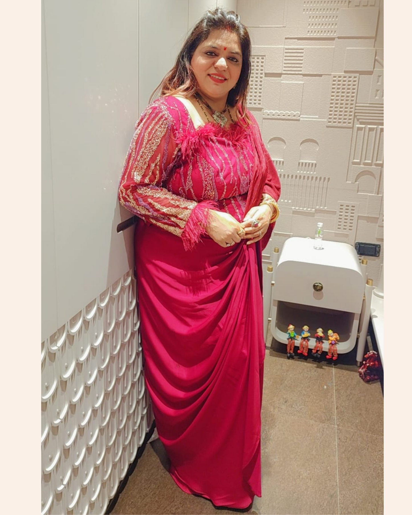 Maroon DRAPE saree embellished with work