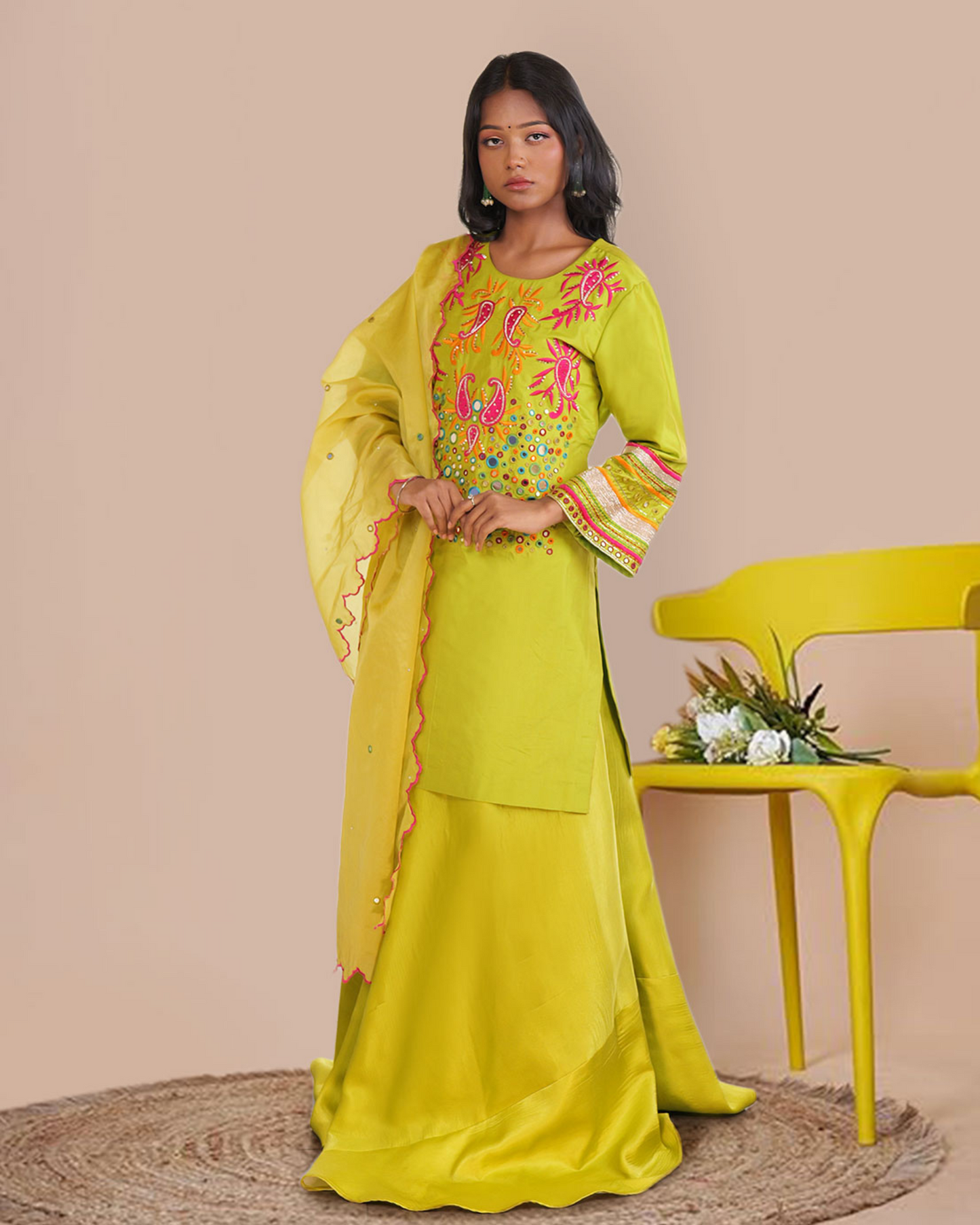 Mirror Work Pure Silk Suit