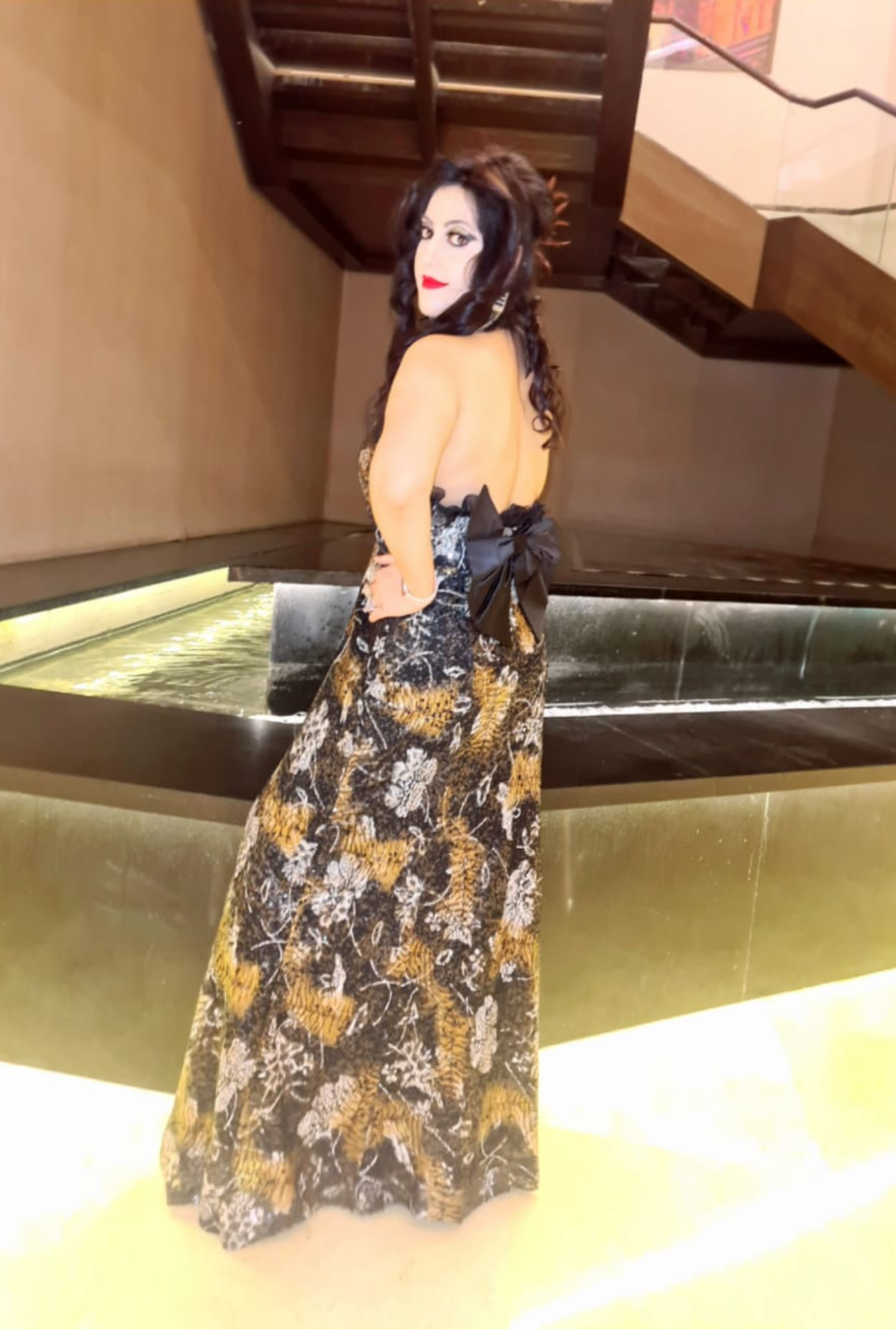 Net Embroidered Cocktail Gown