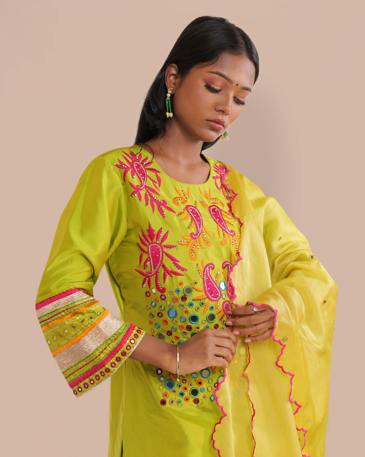 Mirror Work Pure Silk Suit