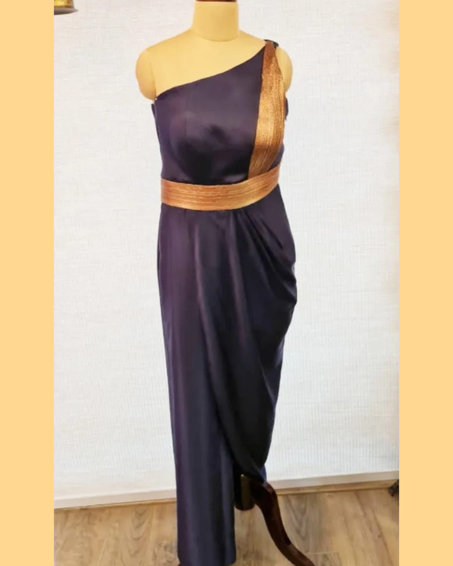 One Piece Dress Embellished with Antique Leather Dories
