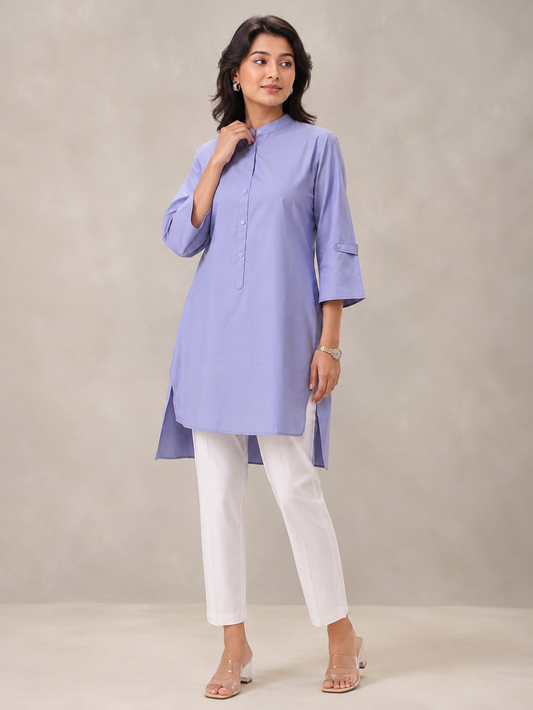 Solid Light Blue High-Low Tunic