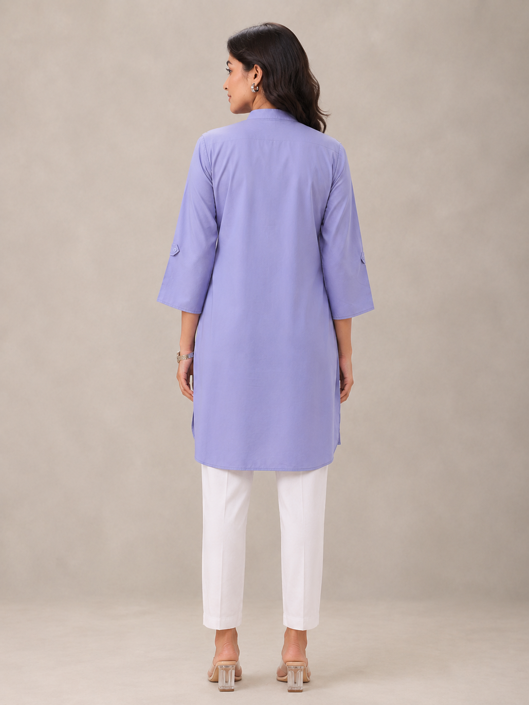 Solid Light Blue High-Low Tunic