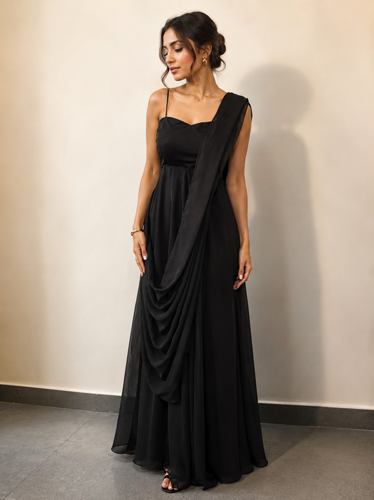 Midnight Drape Elegance Gown