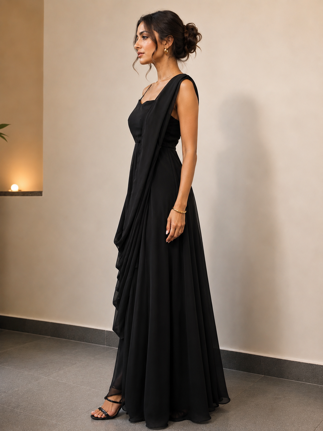 Midnight Drape Elegance Gown