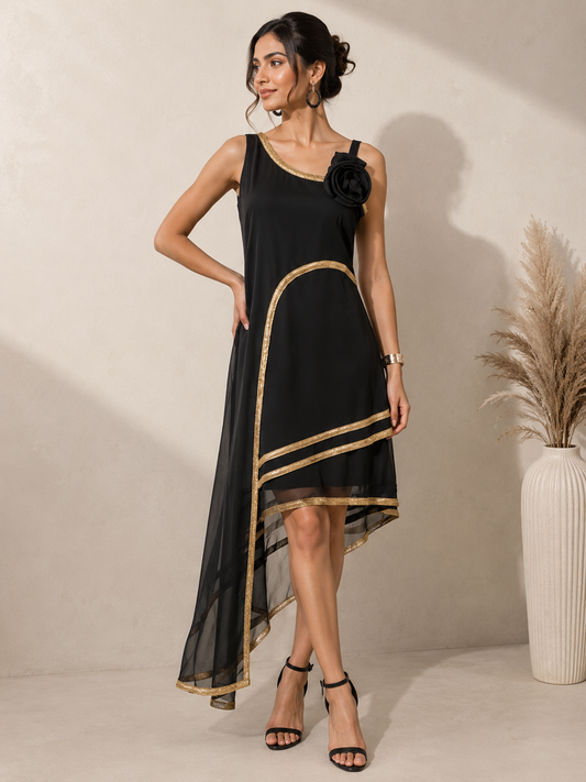 Noir Grace Asymmetric One  piece dress