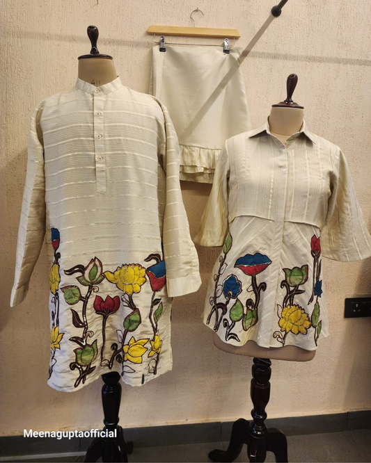 Tissue Kurta with Kalamkari Painting & Embroidery Highlights