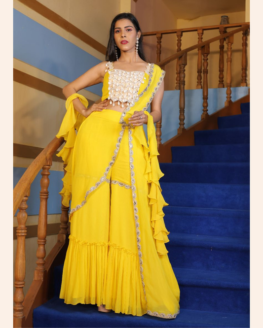 DRAPE dress for haldi function