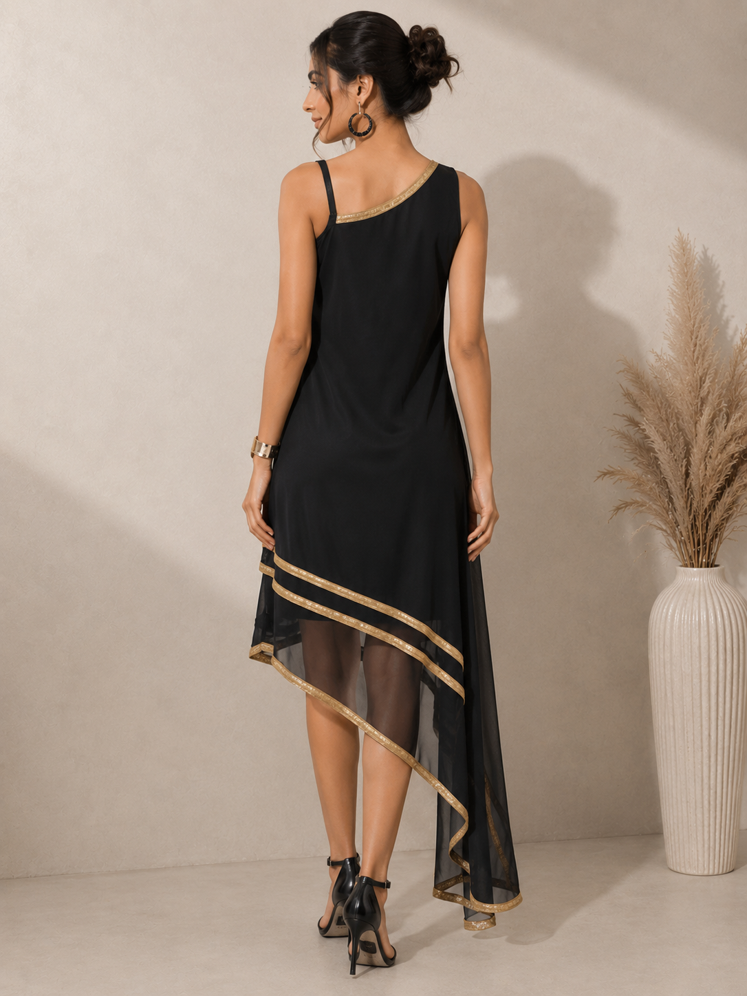 Noir Grace Asymmetric One  piece dress