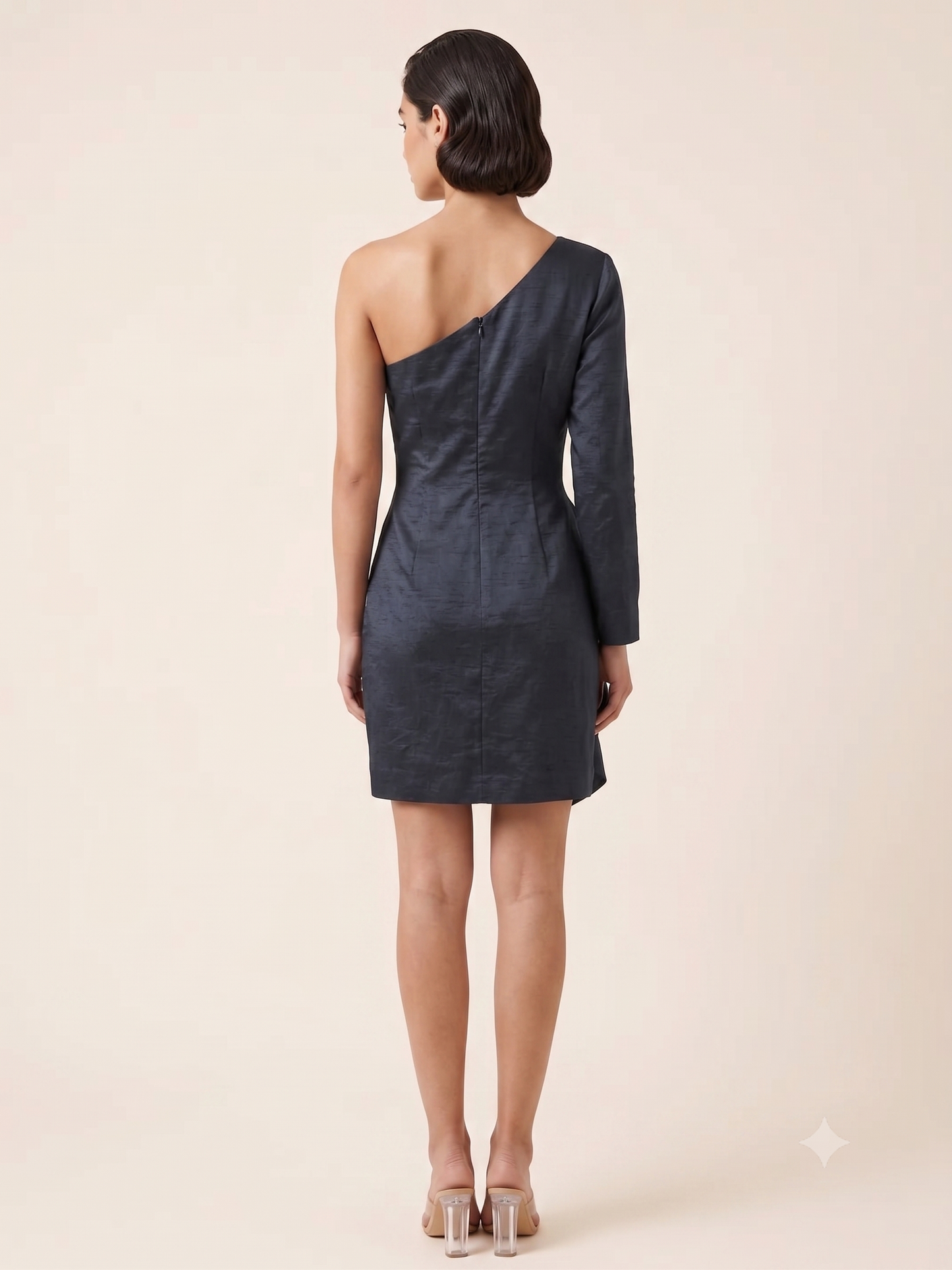 Midnight Cascade One-Shoulder Dress