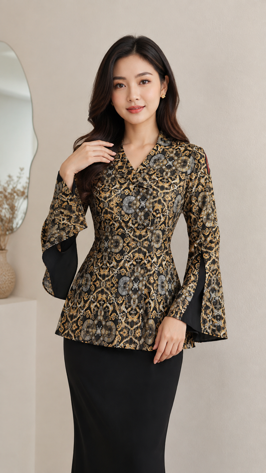 Regal Noir Printed Blazer