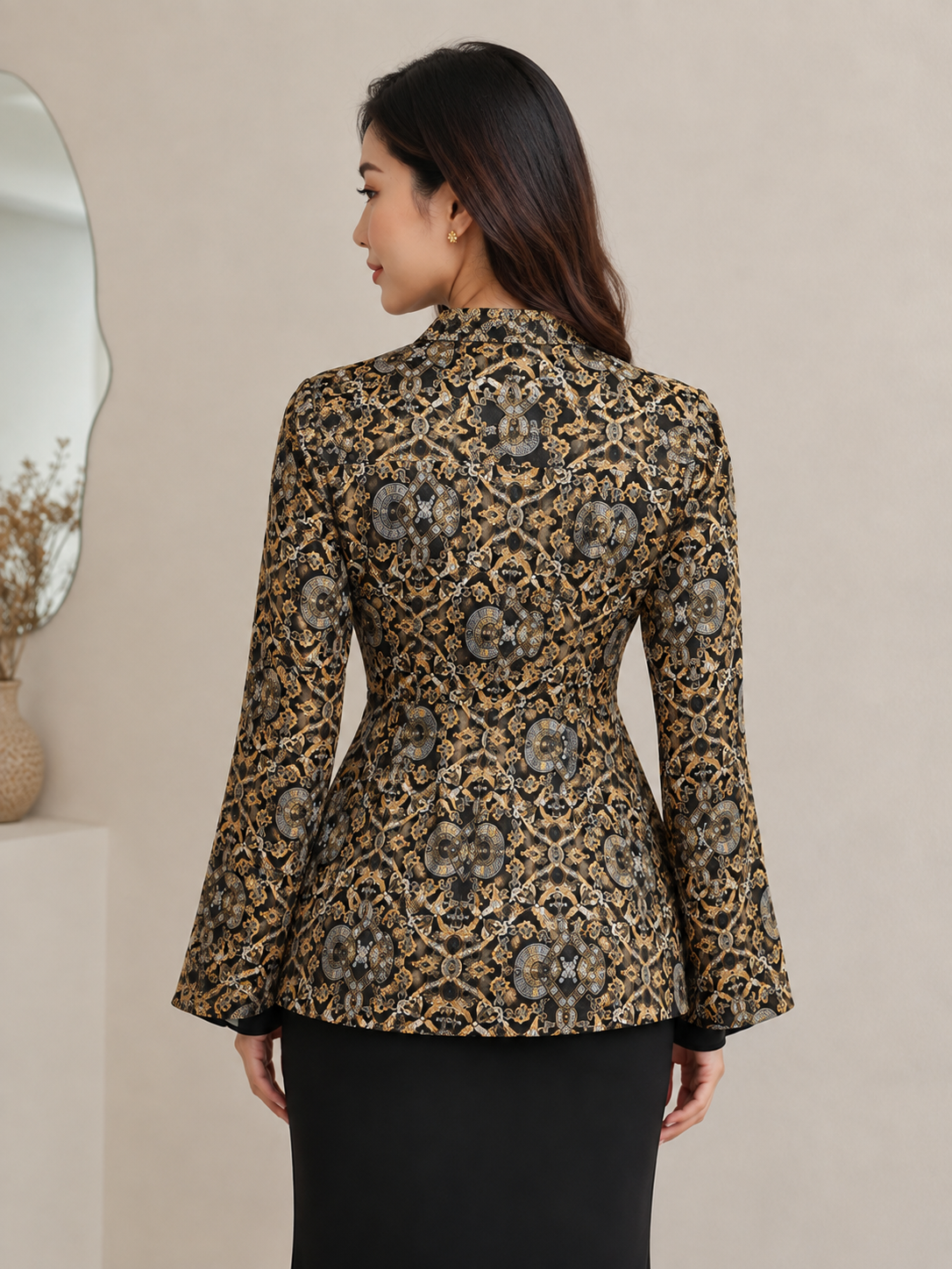 Regal Noir Printed Blazer