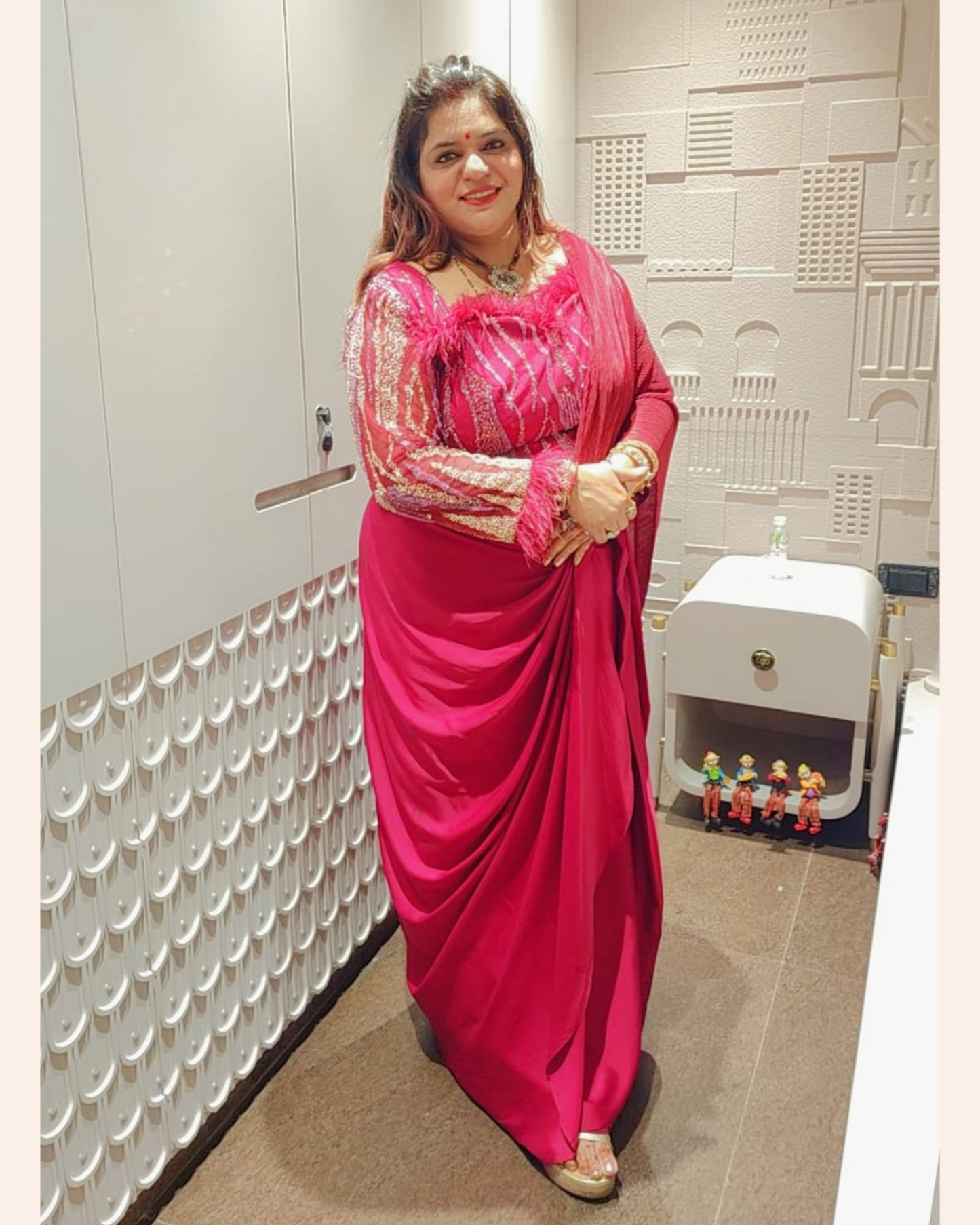 Maroon DRAPE saree embellished with work