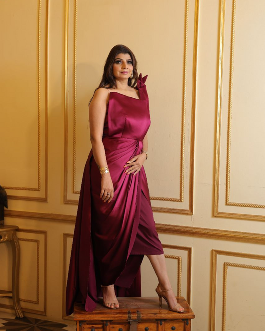 Modern Style Indo Western Drape Dress Perfect for Cocktail Parties