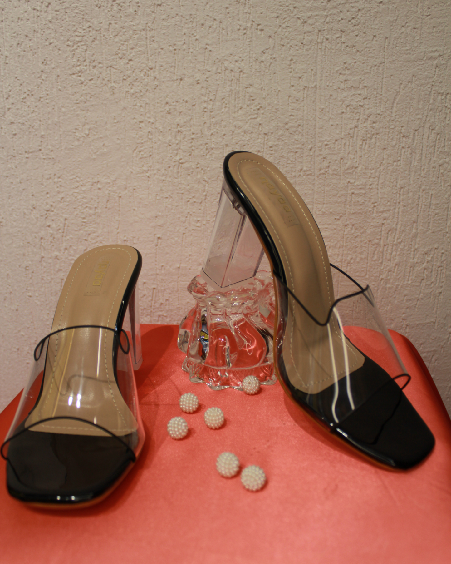 Transy & Black Block Heels