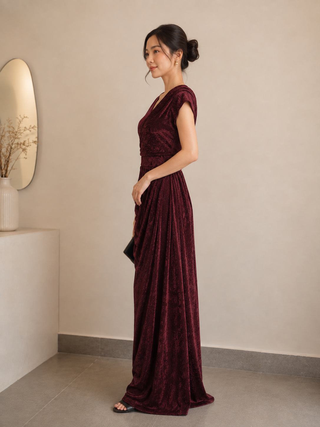 Velvet Drape Elegance Gown