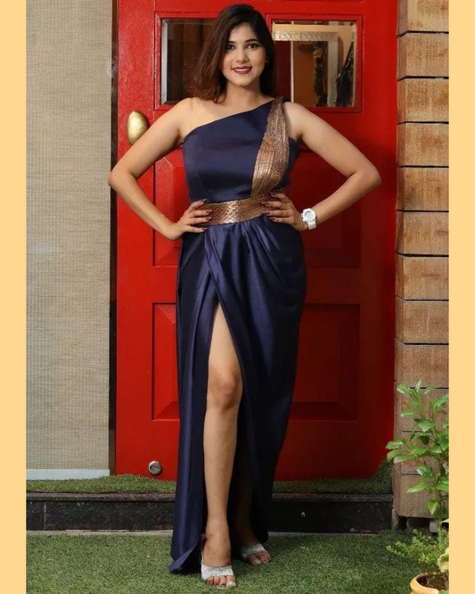 One Piece Dress Embellished with Antique Leather Dories