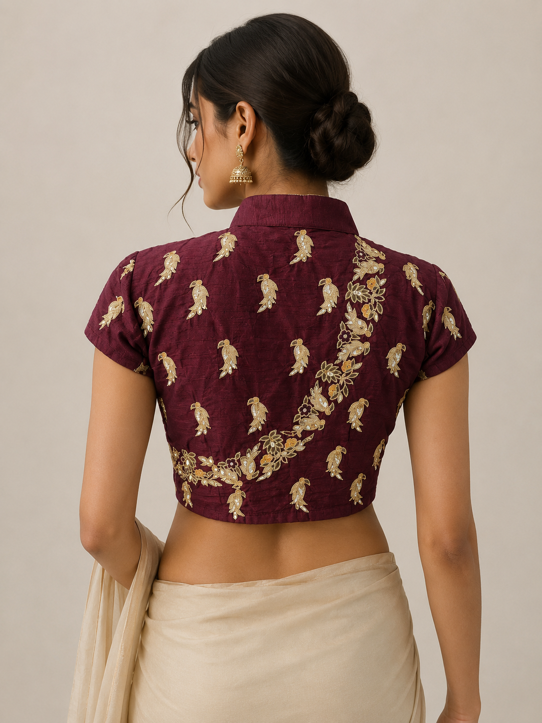 Royal Bird Embroidered Blouse