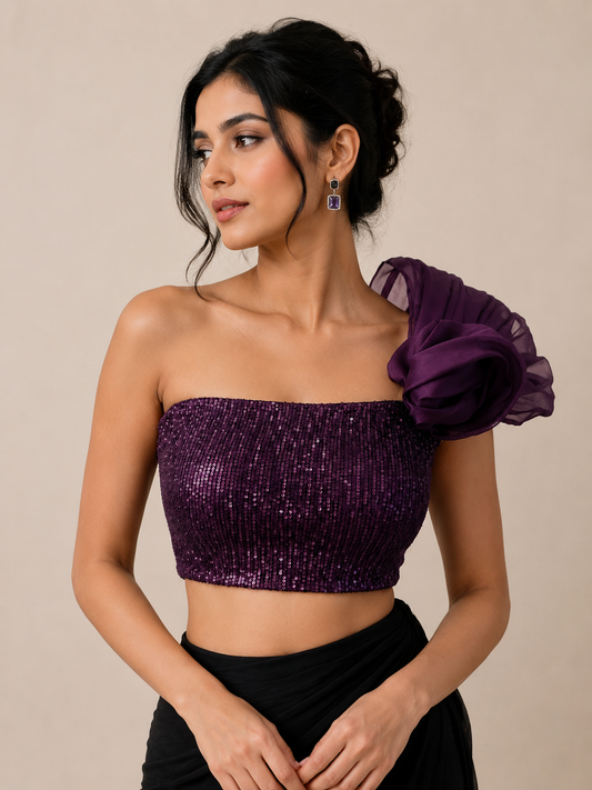 Amethyst Bloom Sequin Blouse