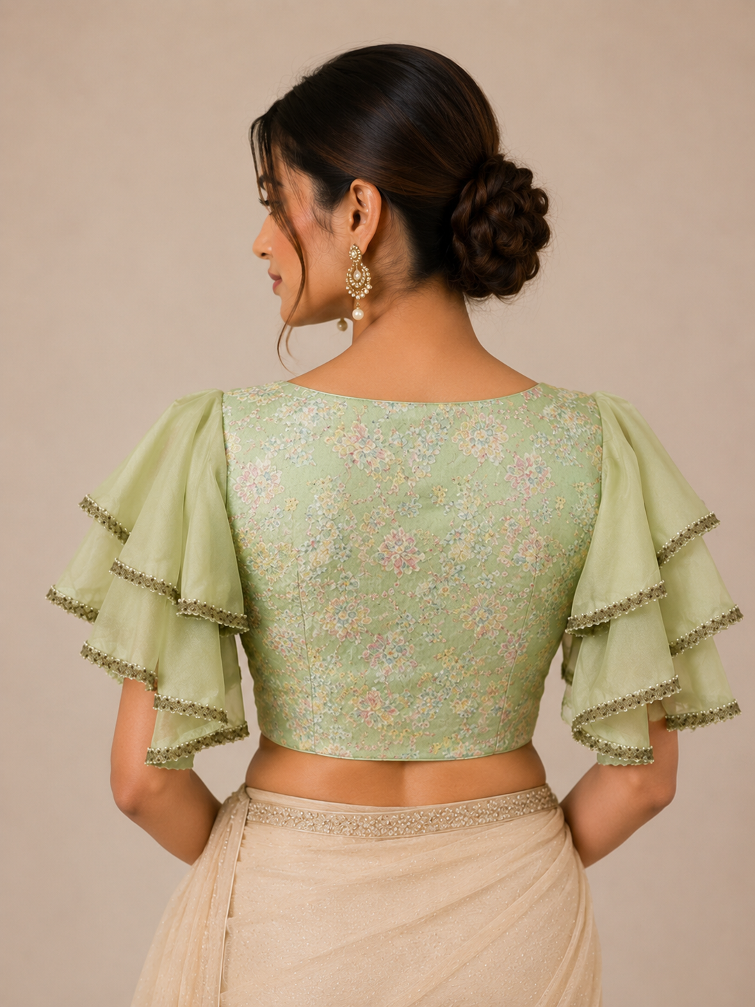Sage Blossom Ruffle Blouse