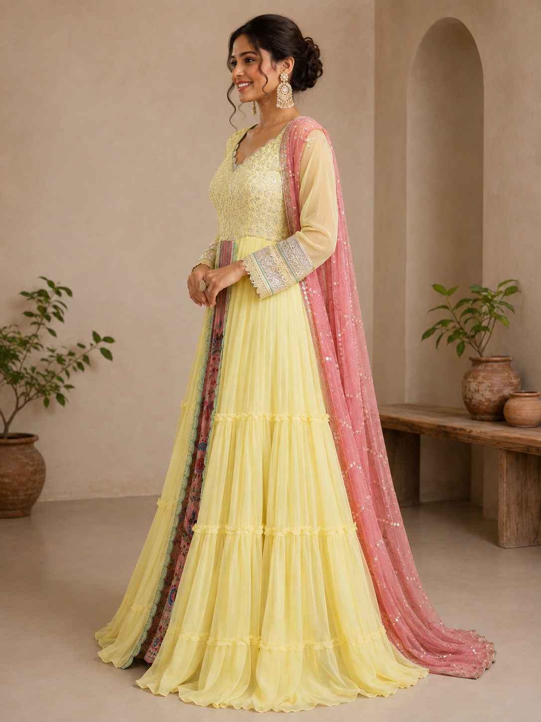Sunlit Blossom Embroidered Anarkali Set