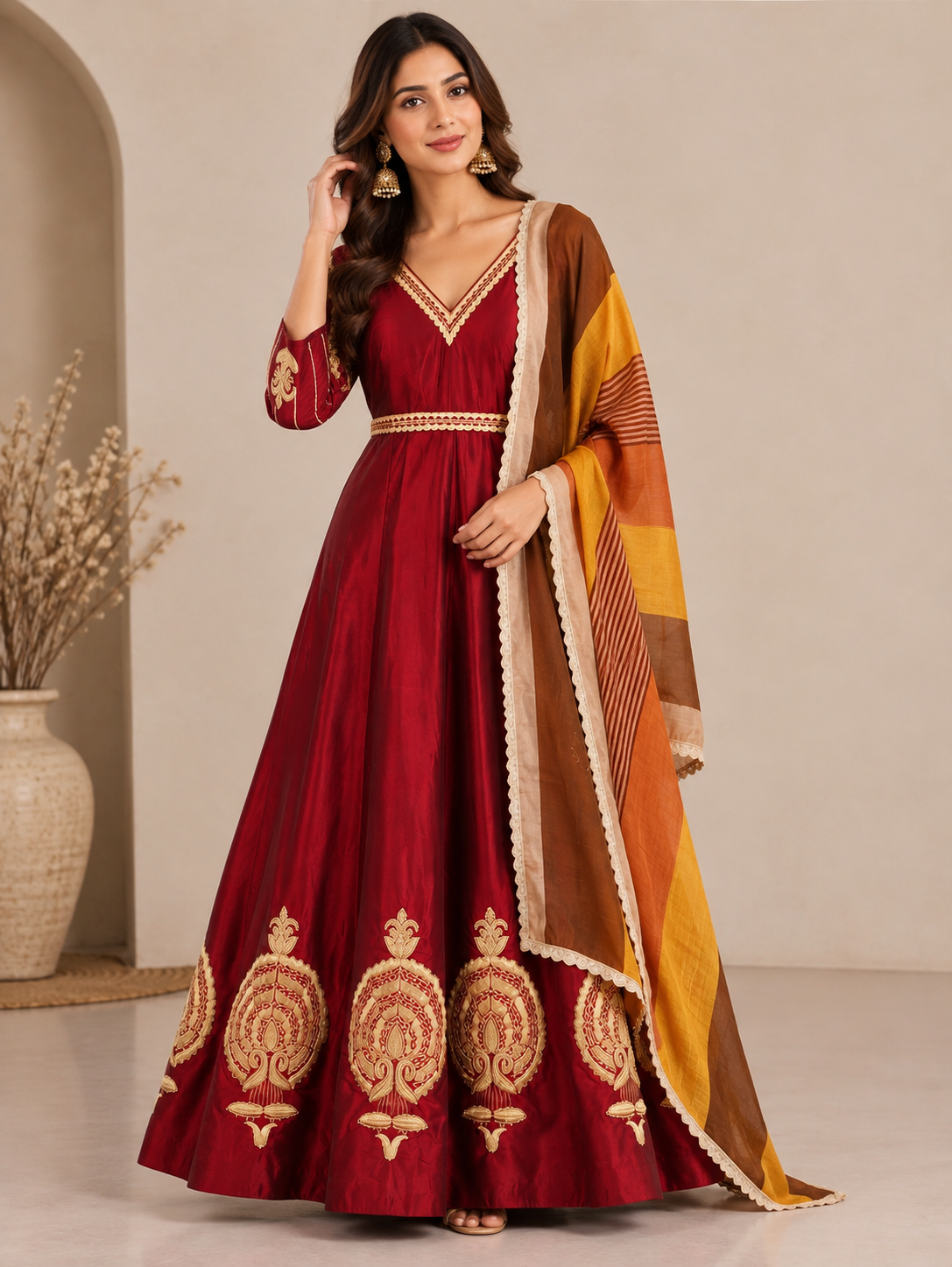 Ruby Heritage Embroidered Anarkali Set
