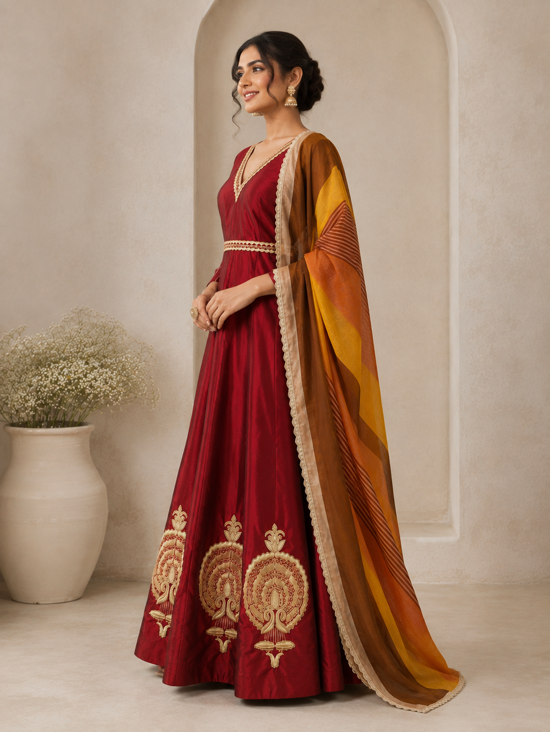 Ruby Heritage Embroidered Anarkali Set