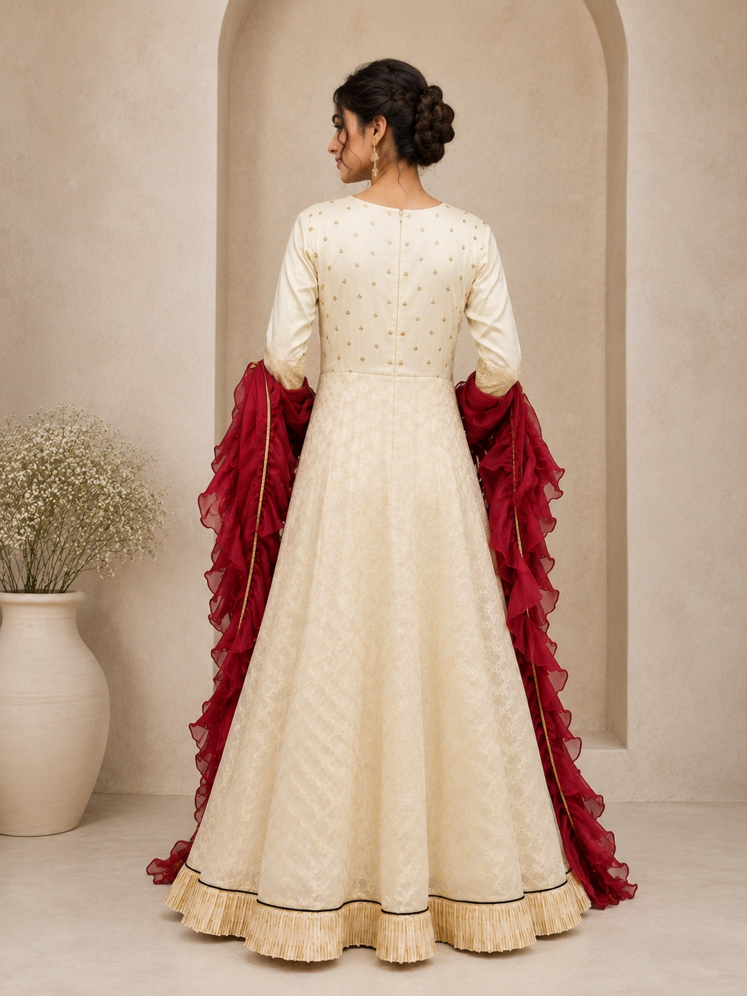Ivory Royale Embroidered Anarkali Set