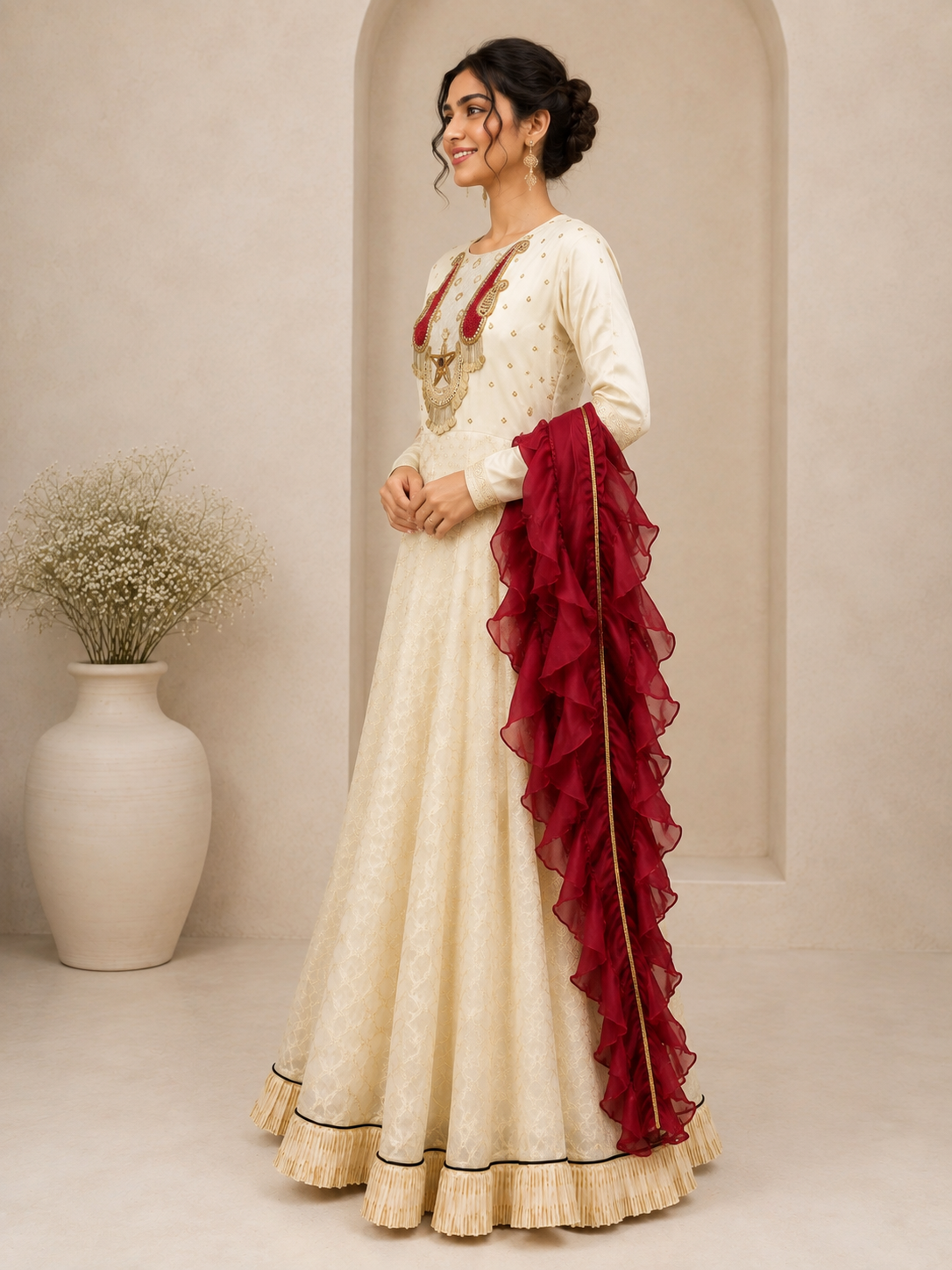 Ivory Royale Embroidered Anarkali Set