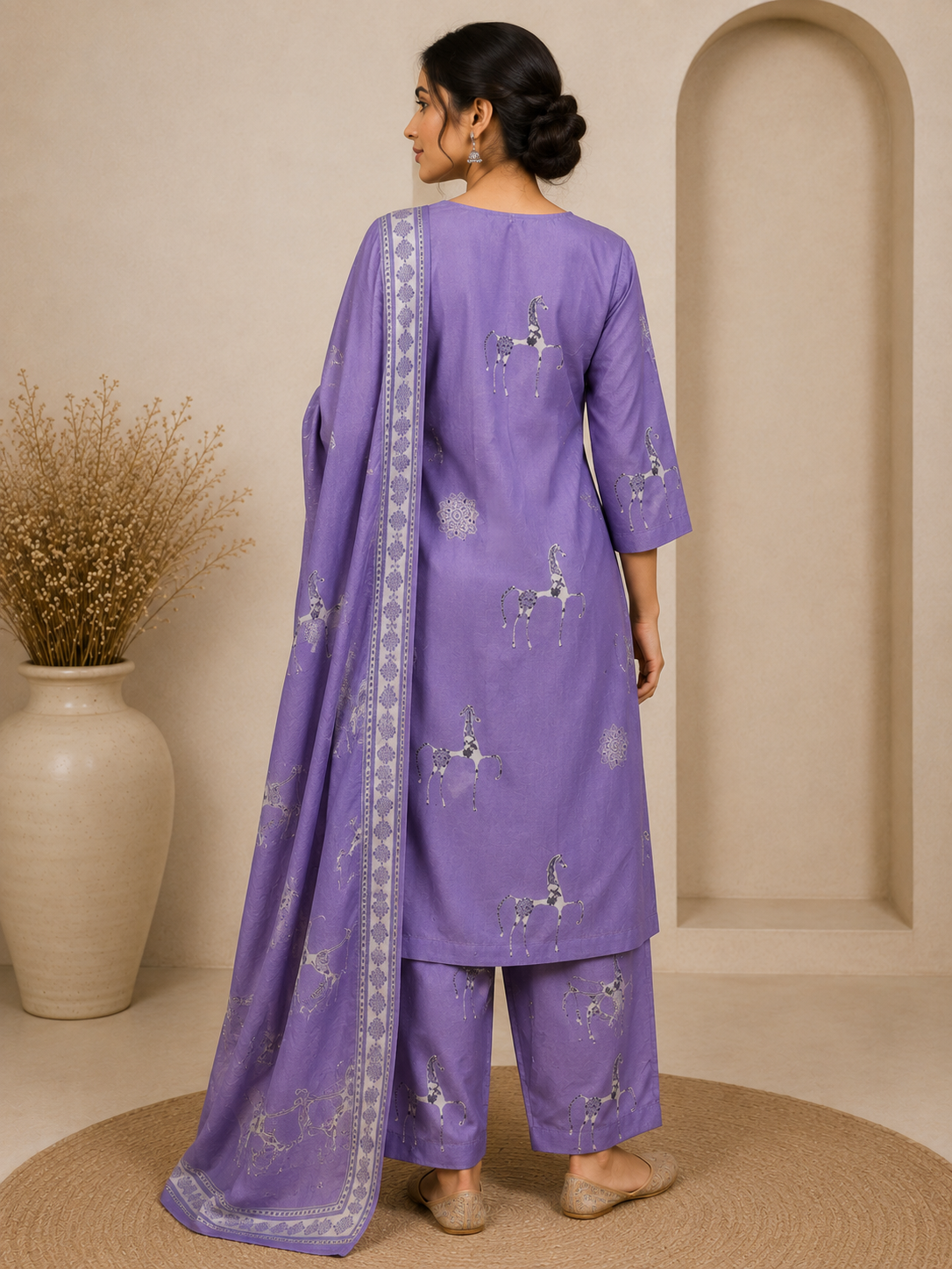 Lavender Equestrian Print Suit Set