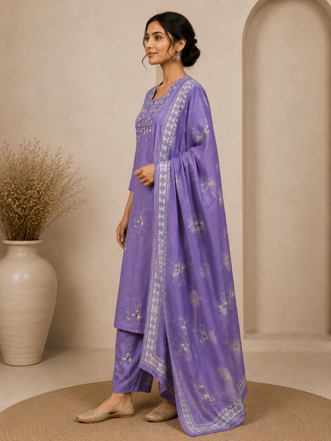 Lavender Equestrian Print Suit Set