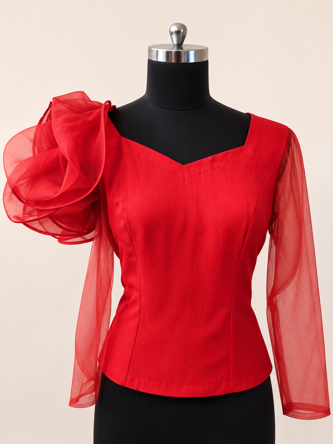 Crimson Bloom Red Blouse