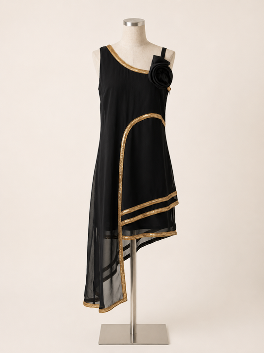 Noir Grace Asymmetric One  piece dress
