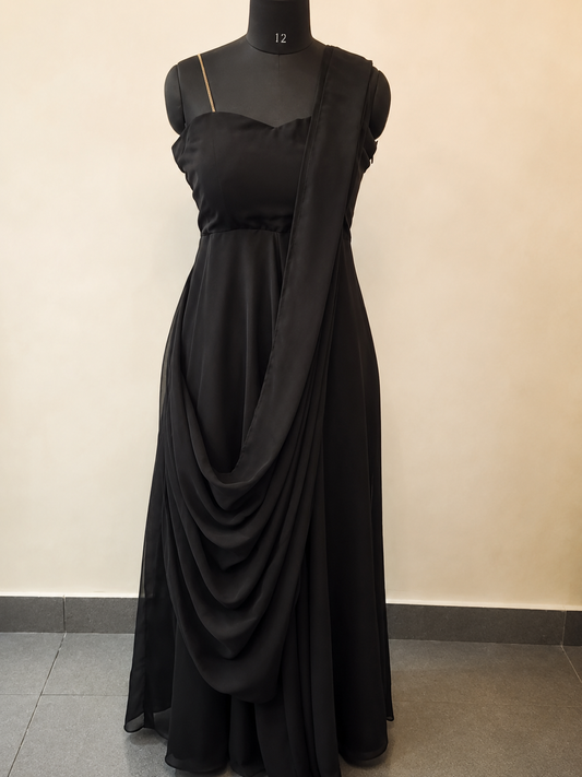 Midnight Drape Elegance Gown