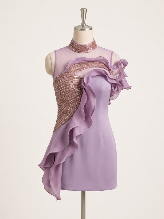 Lilac Luxe Ruffle Cocktail Dress