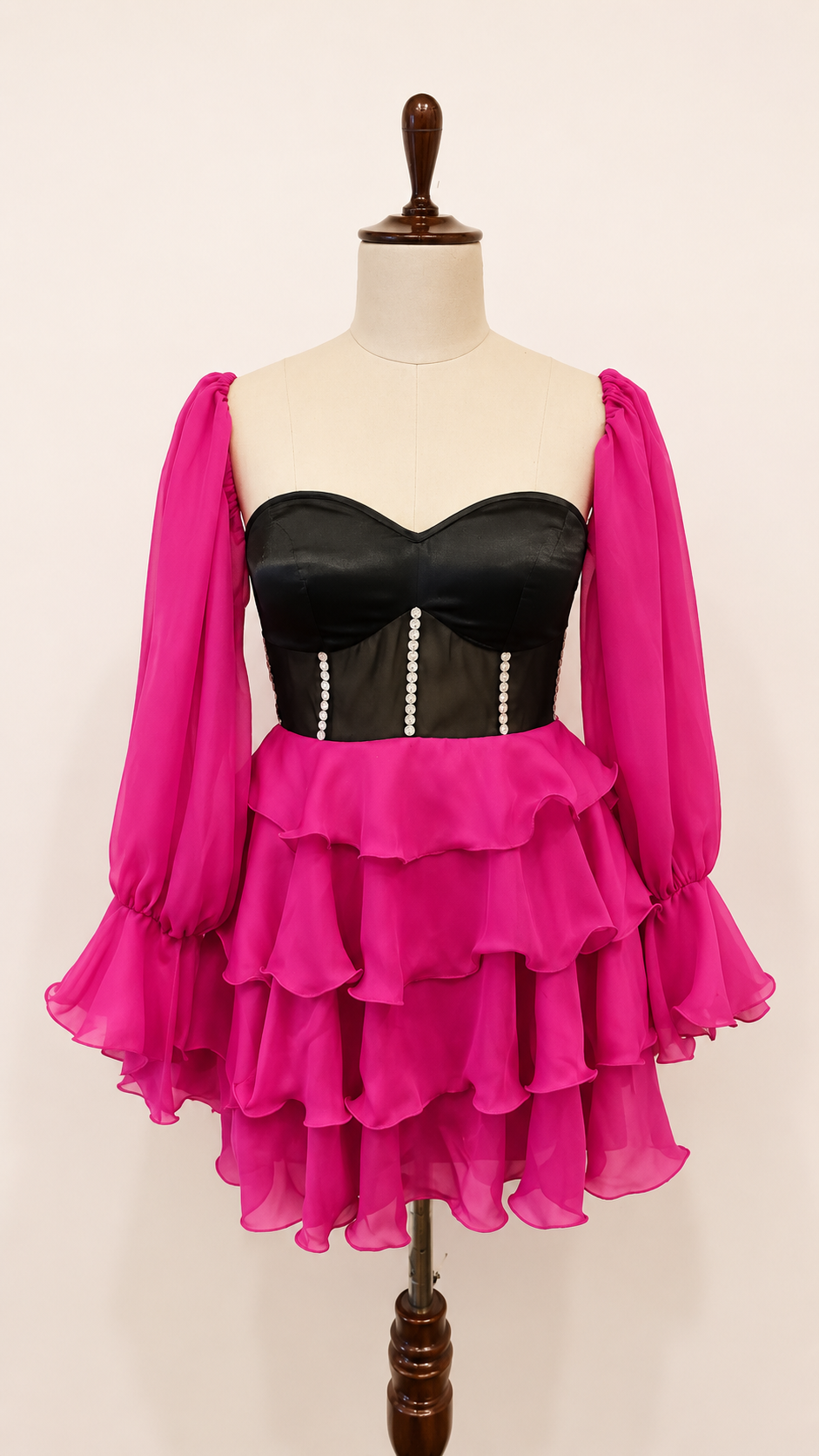 Fuchsia Noir Ruffle Dress