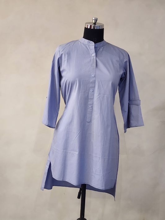 Solid Light Blue High-Low Tunic