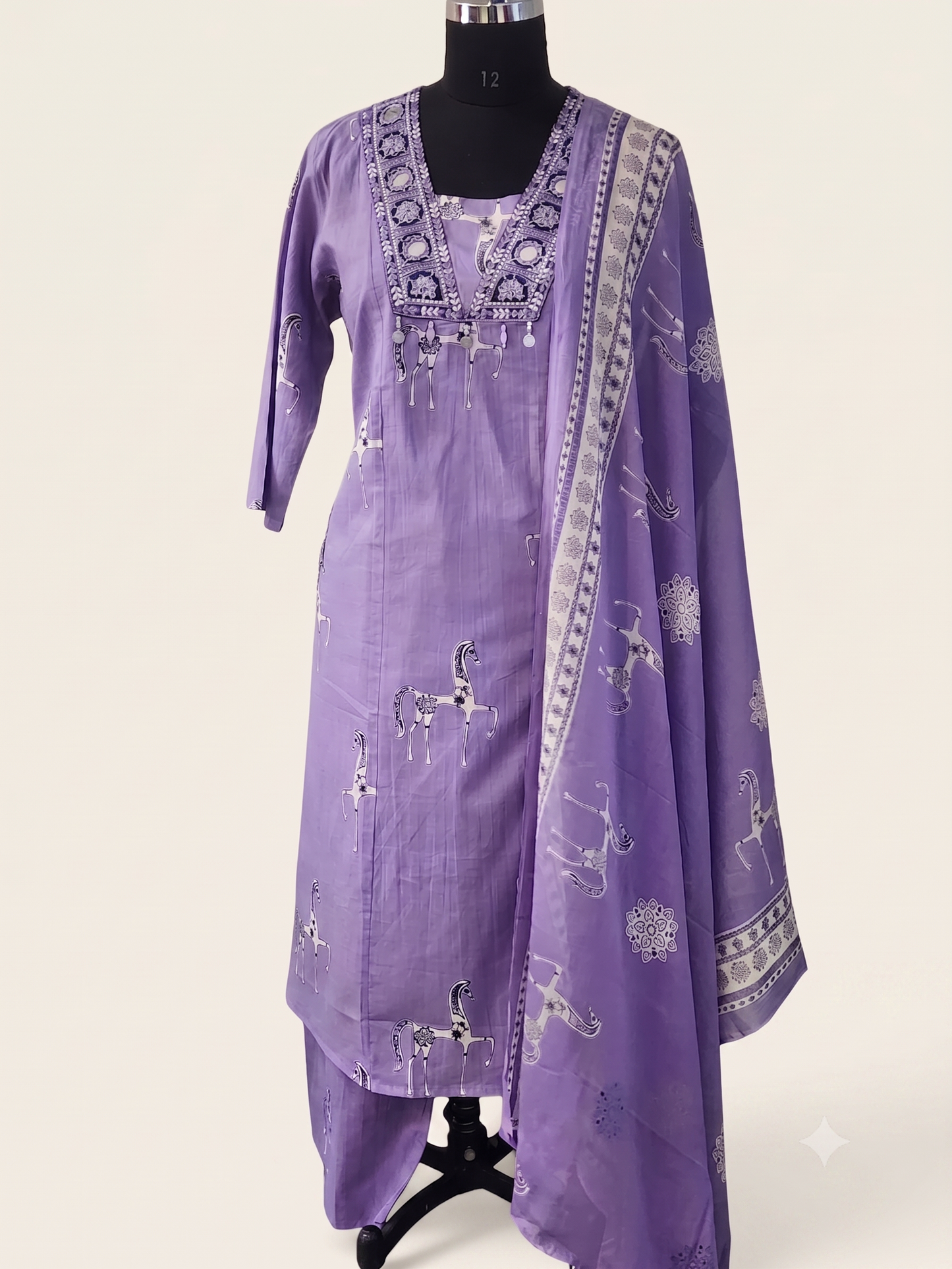 Lavender Equestrian Print Suit Set