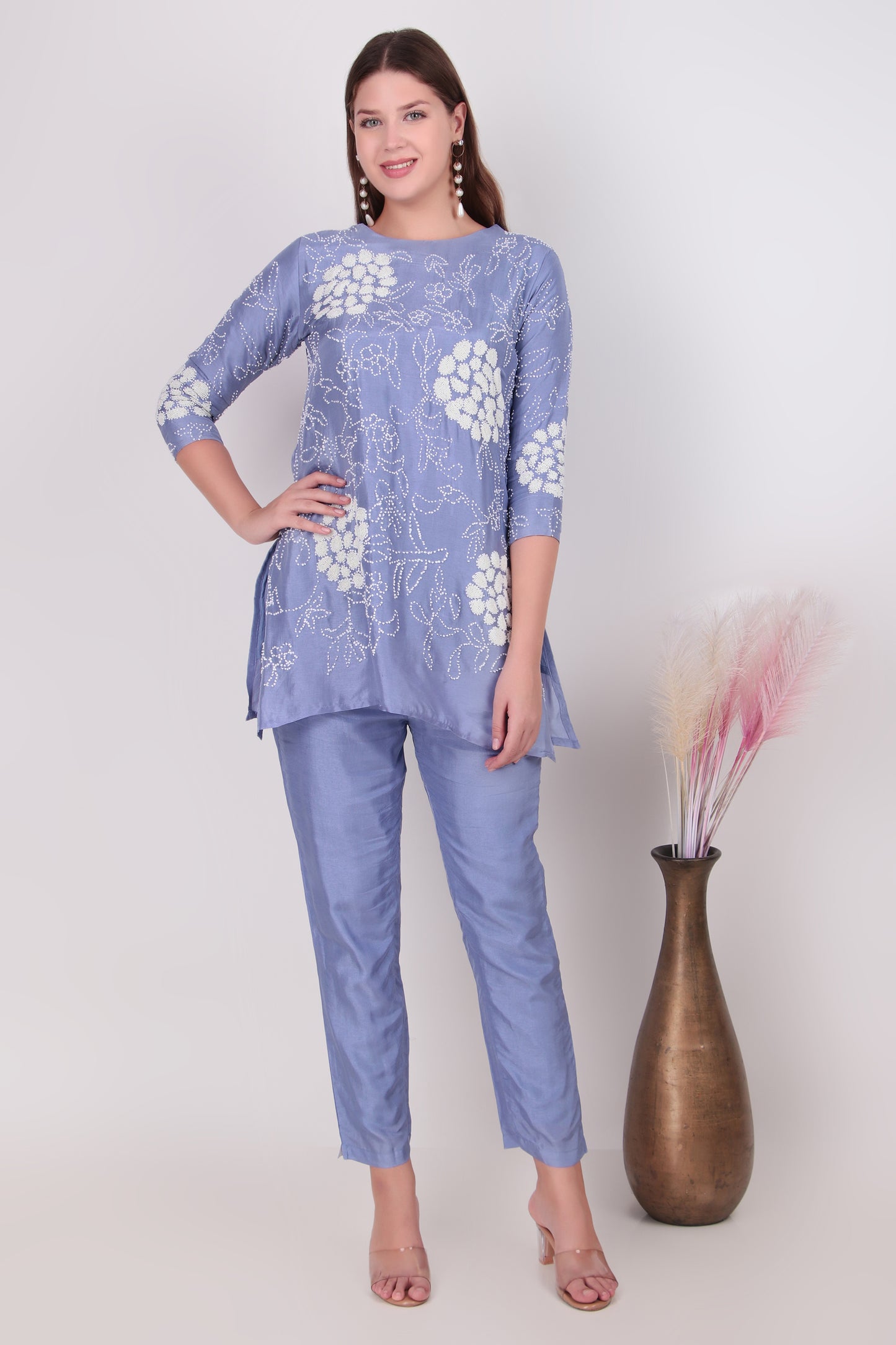 Periwinkle Blue cotton-silk coord set