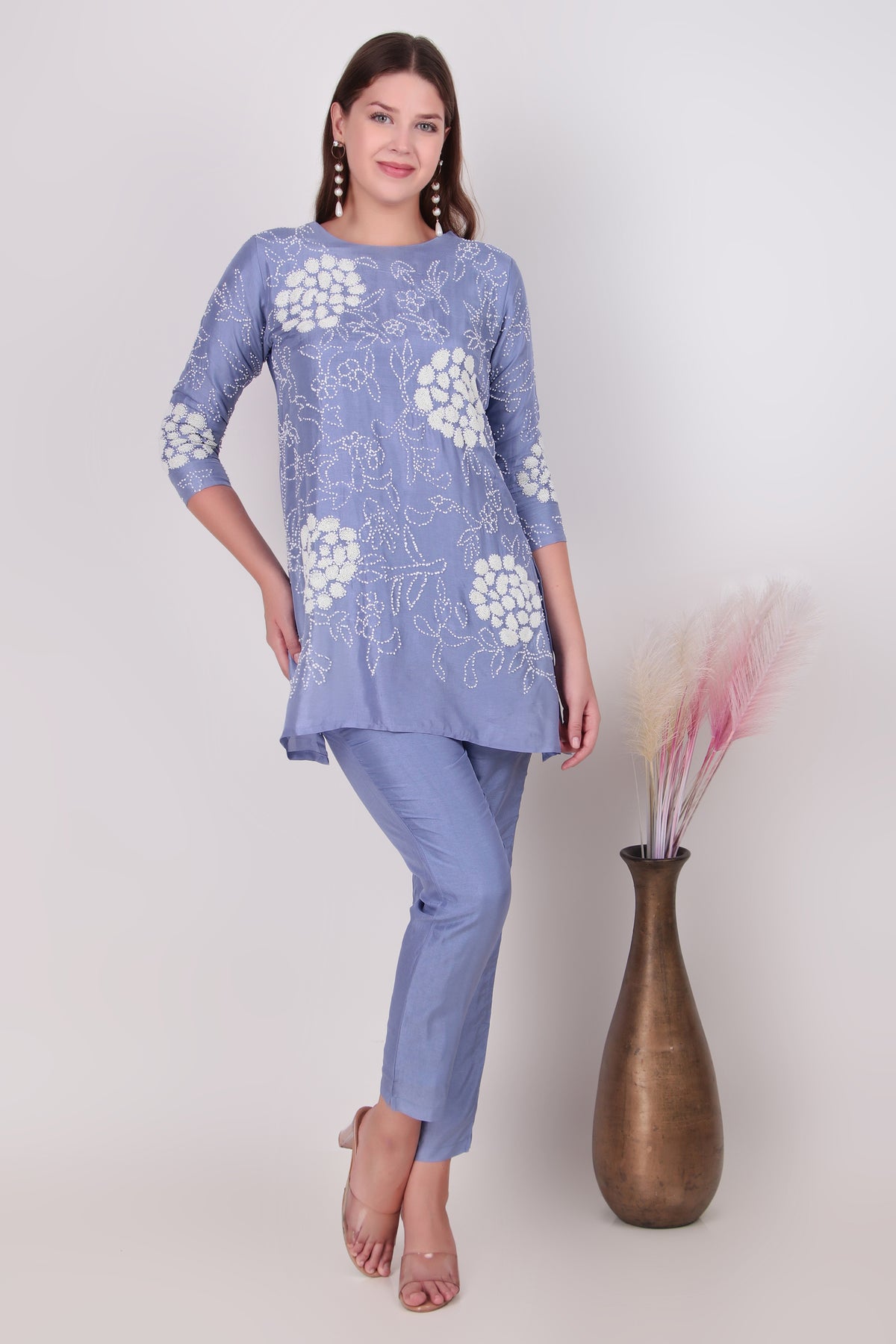 Periwinkle Blue cotton-silk coord set
