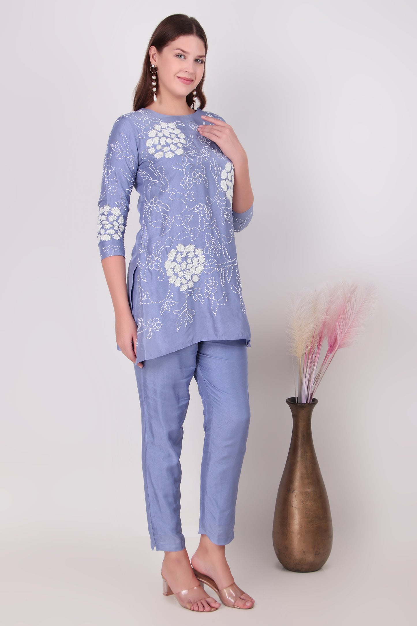Periwinkle Blue cotton-silk coord set