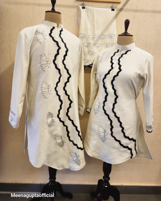 Chanderi Kurta with Lotus Embroidery