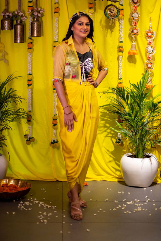 Sunshine Drape Dhoti Set